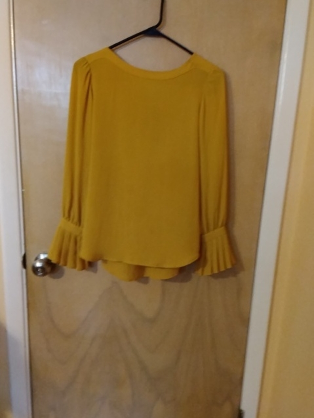 LOFT Mustard Yellow Ruffle Cuff Blouse